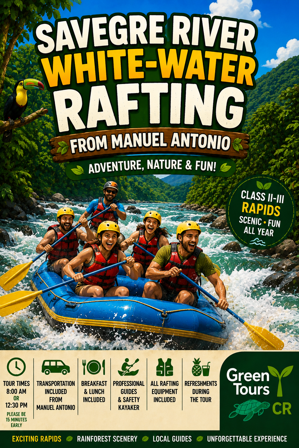 Savegre River White-Water Rafting from Manuel Antonio