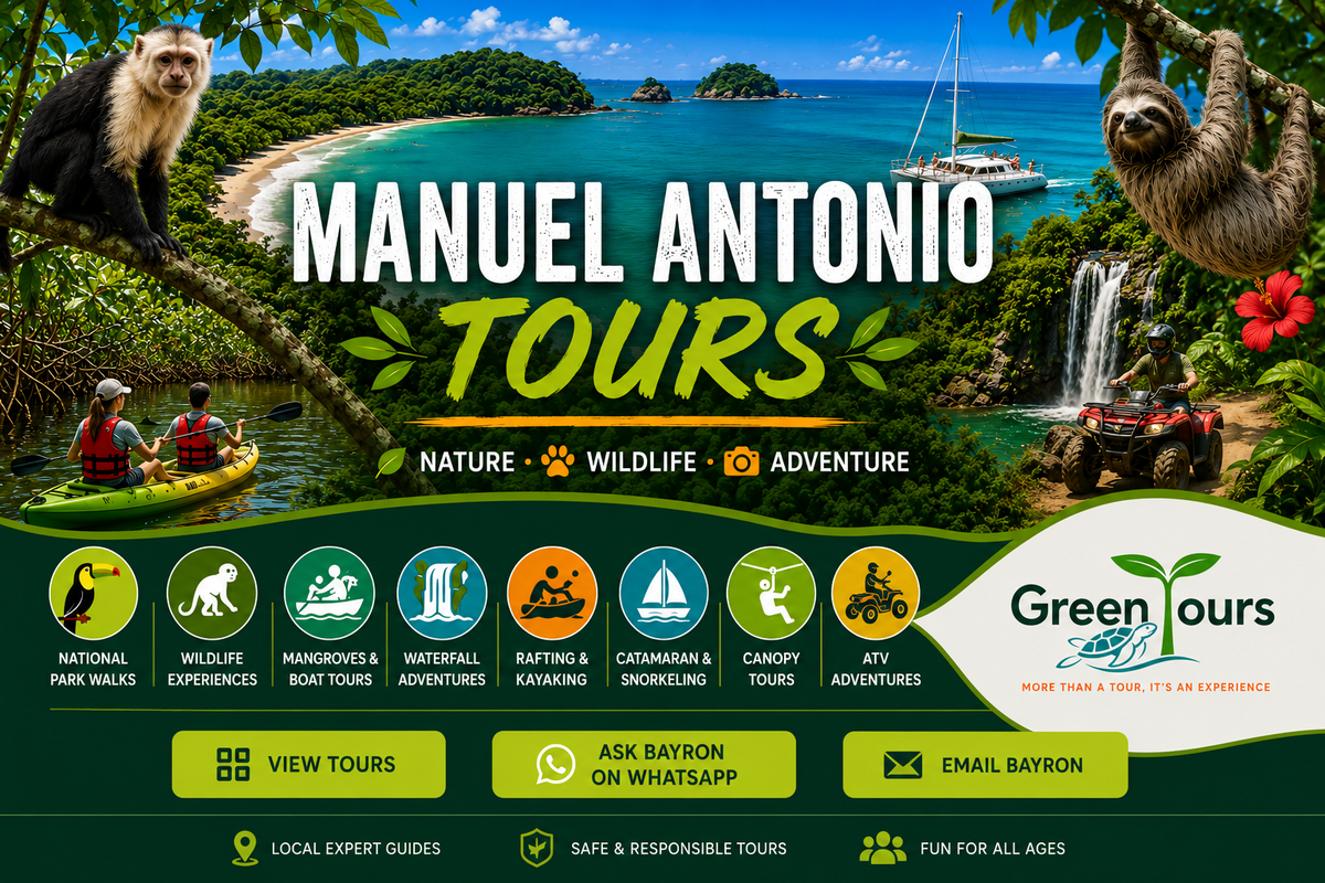 Tours de selva y costa en Manuel Antonio con Green Tours CR